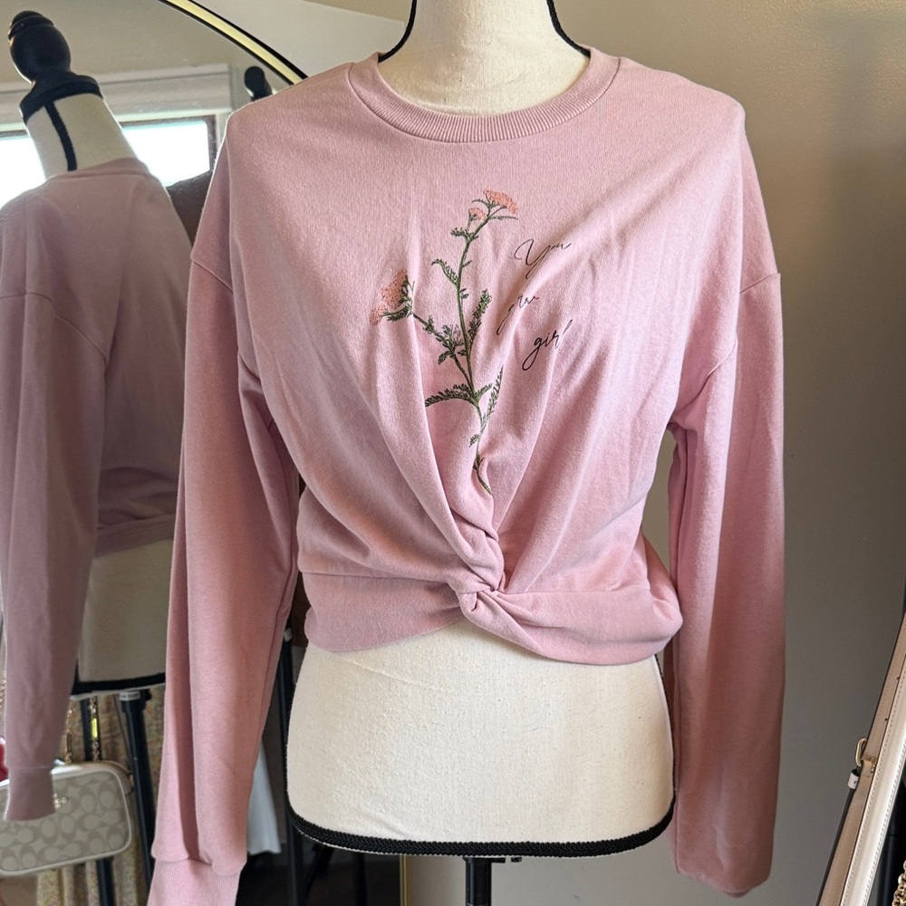 Pink Floral Knot Front Top